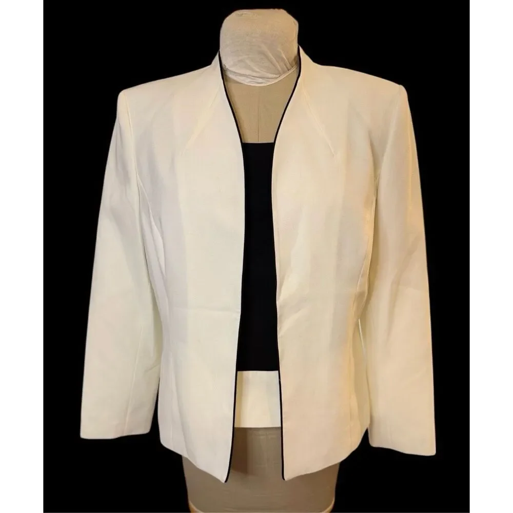 Sag Harbor Jacket/Blazer & Tank 2Pcs Open Front Jacket Peplum Shell Sz. 16